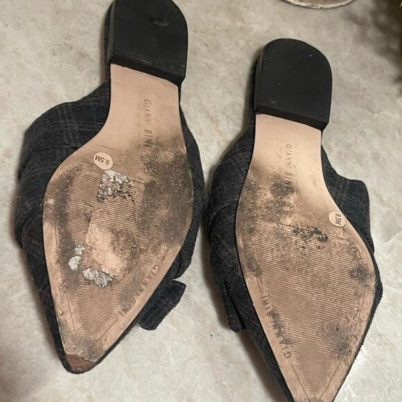 Gianni Bini pointed flat mules blue plaid sz 9-1/2 - Picture 3 of 7